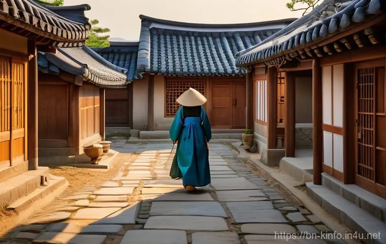 전라도 한옥마을 관광지 - A picturesque traditional Korean Hanok village in Jeollado during the soft glow of the golden hour. ...