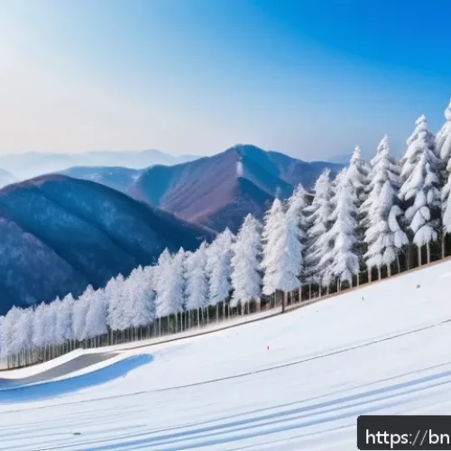 강원도 평창 올림픽 개최 유산 - A panoramic winter landscape of Gangwon Province showcasing snow-covered mountains and dense natural...